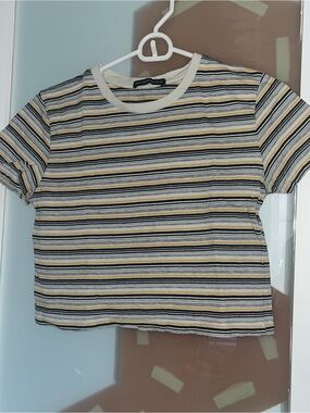 Brandy Melville Striped Tee - Yellow, Black, White